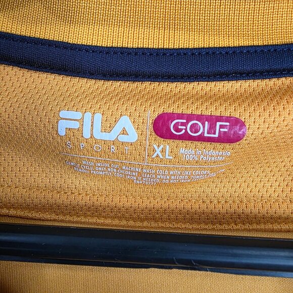 Mens Fila Sport Golf Orange Performance Polo Shirt Short Sleeve Polyester XL - Picture 3 of 8